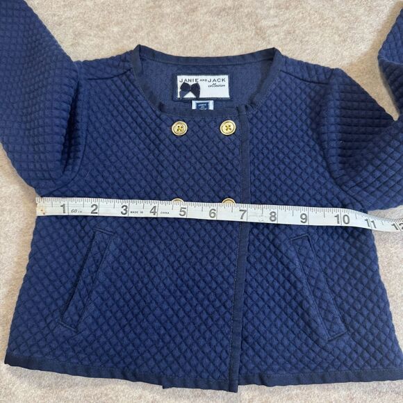 Janie and Jack Kids 18-24M Navy Quilted Knit Jacket Gold Button Dressy - Picture 6 of 9